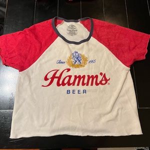 Womens’s Hamm’s iconic beer short sleeve sweatshirt